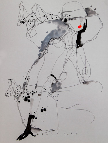 Σχέδιο με τίτλο "Lady 38" από Viktor Sheleg, Αυθεντικά έργα τέχνης, Μελάνι