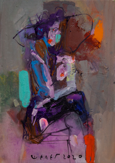 Картина под названием "Lady topless" - Viktor Sheleg, Подлинное произведение искусства, Масло