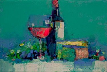 Painting titled "Blue cheese" by Viktor Sheleg, Original Artwork, Oil Mounted on Wood Stretcher frame