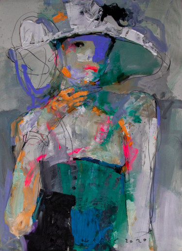 Malerei mit dem Titel "New hat" von Viktor Sheleg, Original-Kunstwerk, Öl