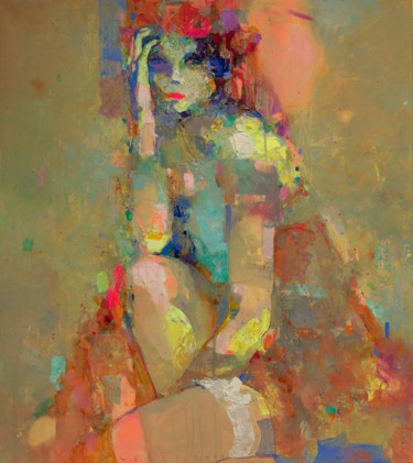"Lady with Garter" başlıklı Tablo Viktor Sheleg tarafından, Orijinal sanat, Petrol