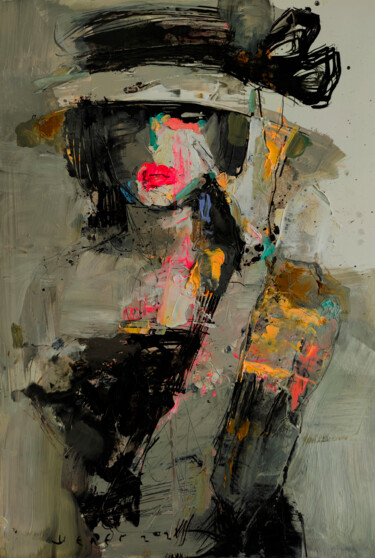 Peinture intitulée "Smug Lady" par Viktor Sheleg, Œuvre d'art originale, Huile