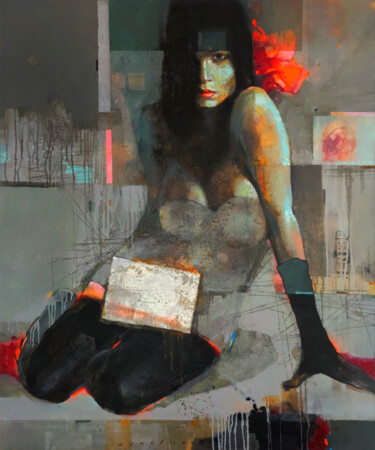 Картина под названием "She loves fashion m…" - Viktor Sheleg, Подлинное произведение искусства, Масло Установлен на Деревянн…