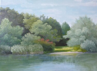 Картина под названием "Берег озера" - Виктор Шитц, Подлинное произведение искусства, Масло