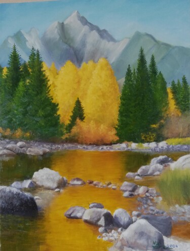 Peinture intitulée "Herbst in Gebirge" par Viktor Shitts, Œuvre d'art originale, Huile