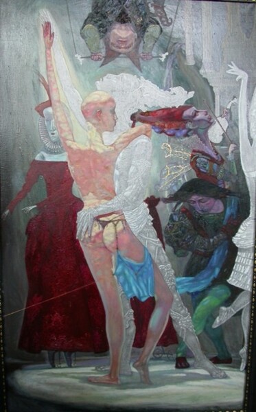 Peinture intitulée "мезансцена" par Viktor Solodky, Œuvre d'art originale, Huile