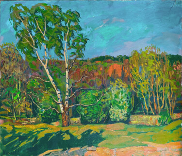Картина под названием ""Vue sur la forêt"" - Viktor Tsyganov, Подлинное произведение искусства, Масло Установлен на Деревянн…