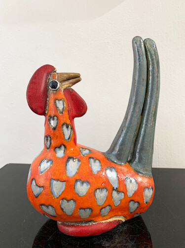 Sculptuur getiteld "Funny Chicken" door Viktor Zuk, Origineel Kunstwerk, Keramiek