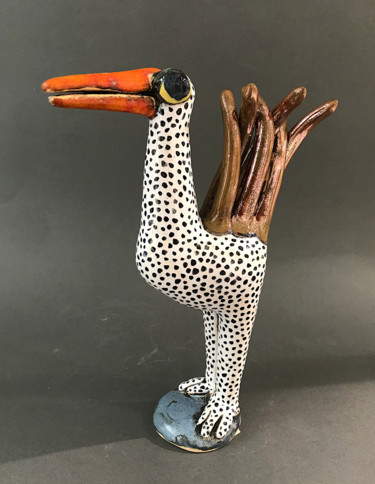 Happy Bird Sculpture intitulée "Happy Bird" par Viktor Zuk, Œuvre d'art originale, Céramique