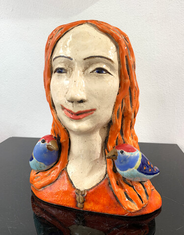 Skulptur mit dem Titel "Happy, Piece" von Viktor Zuk, Original-Kunstwerk, Keramik