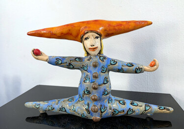 Sculpture titled "Resting Clown" by Viktor Zuk, Original Artwork, Ceramics