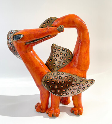 Sculptuur getiteld "Fantasy Dragon" door Viktor Zuk, Origineel Kunstwerk, Keramiek