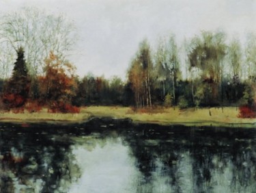 Painting titled "Осенний пруд." by Viktor Egorov, Original Artwork