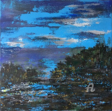 Painting titled "Abstract Landscape…" by Viktoria Ganhao, Original Artwork, Acrylic Mounted on Wood Stretcher frame
