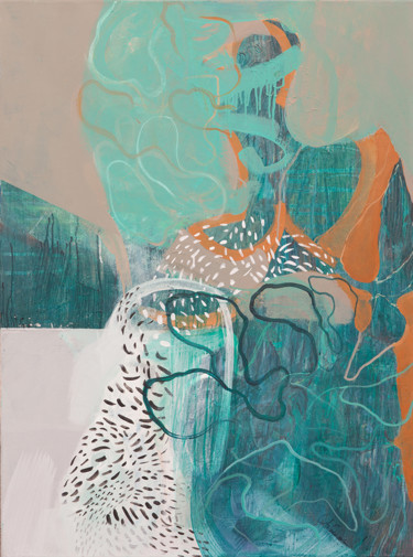 Картина под названием "Вид с кустом жасмина" - Виктория Аксенова, Подлинное произведение искусства, Акрил Установлен на Дере…