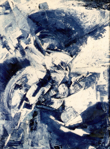 Malerei mit dem Titel "Blauer Wirbel" von Viktoria Anne Scheliga, Original-Kunstwerk, Öl