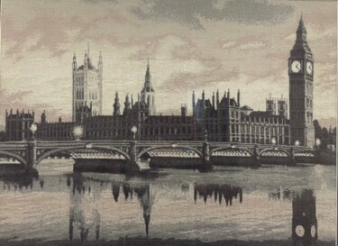 「Вышивка "Лондон"」というタイトルのテキスタイルアート Виктория Безверхая (Viedeart)によって, オリジナルのアートワーク, 刺繍