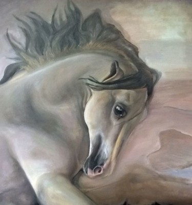 Malerei mit dem Titel "horse" von Viktória Déri, Original-Kunstwerk, Öl