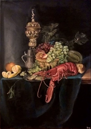 Peinture intitulée "still life" par Viktória Déri, Œuvre d'art originale, Huile