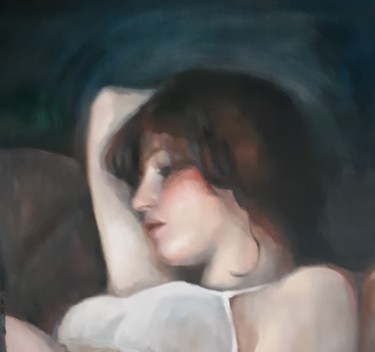 Painting titled "female portrait" by Viktória Déri, Original Artwork, Oil