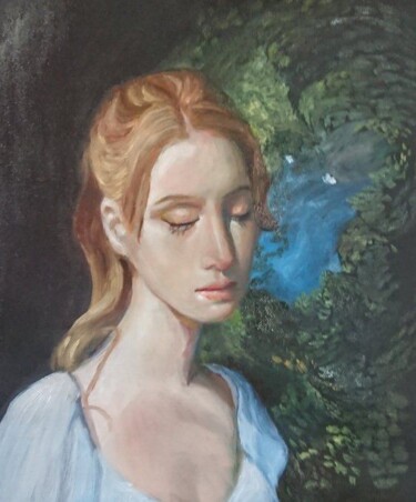Pintura titulada "Lady portrait" por Viktória Déri, Obra de arte original, Oleo
