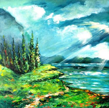 Картина под названием "Autumn landscape Or…" - Виктория Губарева, Подлинное произведение искусства, Масло