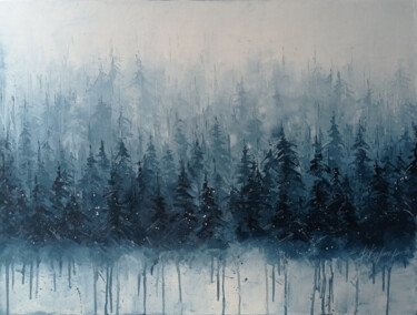 Painting titled "Winter forest lands…" by Viktoriia Kerner, Original Artwork, Oil