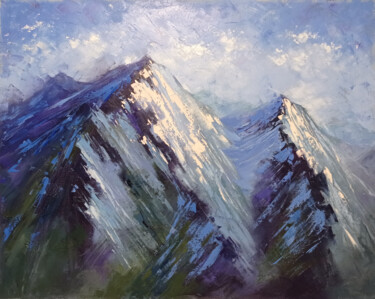 Peinture intitulée ""Blue mountains" oi…" par Viktoriia Kerner, Œuvre d'art originale, Huile