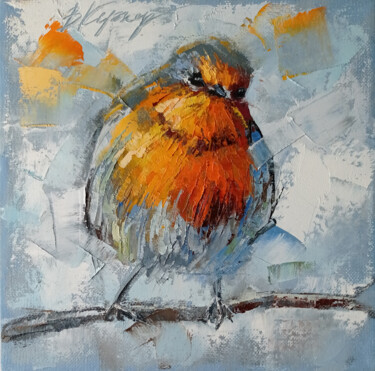 Painting titled ""Little bird 2" oil…" by Viktoriia Kerner, Original Artwork, Oil