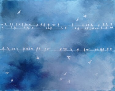 Pintura titulada ""White birds" oil o…" por Viktoriia Kerner, Obra de arte original, Oleo