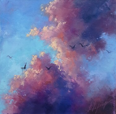 Peinture intitulée ""Clouds at sunset"…" par Viktoriia Kerner, Œuvre d'art originale, Huile