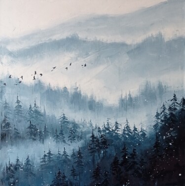 Pittura intitolato "Winter forest 1,  o…" da Viktoriia Kerner, Opera d'arte originale, Olio
