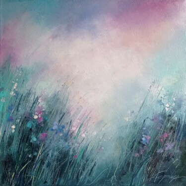 Painting titled "Spring meadow oil o…" by Viktoriia Kerner, Original Artwork, Oil