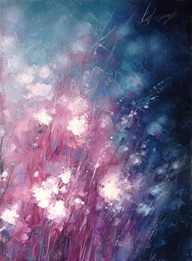 Painting titled "Space flowers, oil…" by Viktoriia Kerner, Original Artwork, Oil