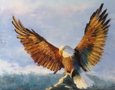 Malerei mit dem Titel ""Bald eagle"" von Viktoriia Kerner, Original-Kunstwerk, Öl