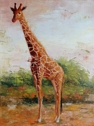 Peinture intitulée ""Giraffe" oil paint…" par Viktoriia Kerner, Œuvre d'art originale, Huile