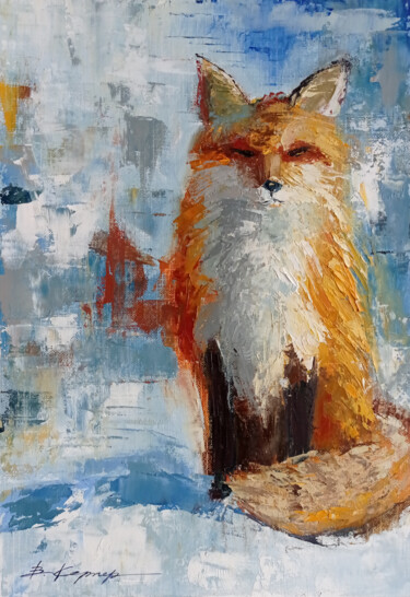 Painting titled ""Red fox" oil paint…" by Viktoriia Kerner, Original Artwork, Oil