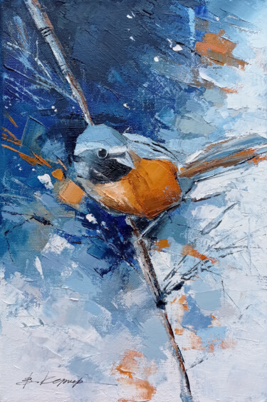 Painting titled ""Little bird" oil p…" by Viktoriia Kerner, Original Artwork, Oil