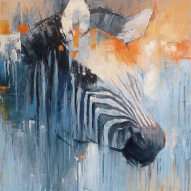Painting titled ""Zebra" oil paintin…" by Viktoriia Kerner, Original Artwork, Oil