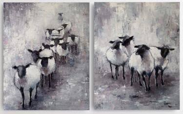 Peinture intitulée "Diptych "Sheep" oil…" par Viktoriia Kerner, Œuvre d'art originale, Huile