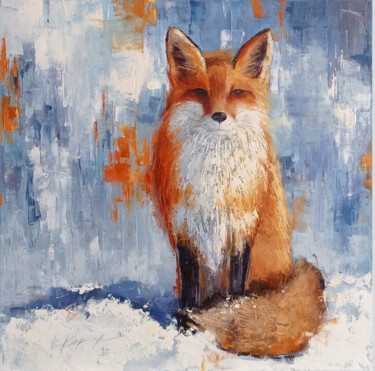 Pintura titulada ""Red fox" oil on ca…" por Viktoriia Kerner, Obra de arte original, Oleo