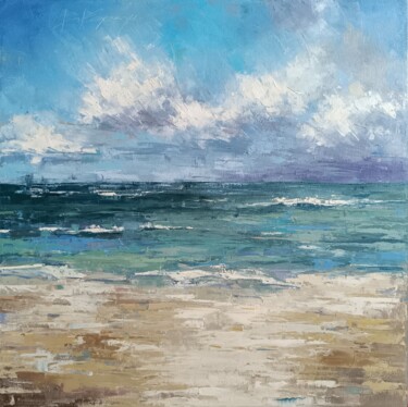 Painting titled "Sea breeze oil on c…" by Viktoriia Kerner, Original Artwork, Oil Mounted on Wood Stretcher frame