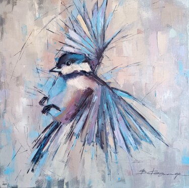 Картина под названием "Bird oil painting w…" - Виктория Кернер, Подлинное произведение искусства, Масло Установлен на Деревя…