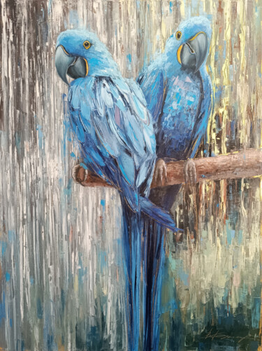 Painting titled "Oil painting "Blue…" by Viktoriia Kerner, Original Artwork, Oil Mounted on Wood Stretcher frame