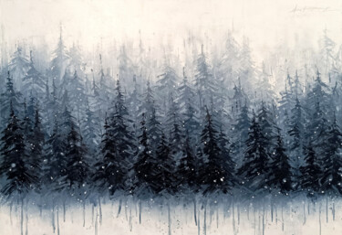Картина под названием ""Taiga" oil paintin…" - Виктория Кернер, Подлинное произведение искусства, Масло Установлен на Деревя…