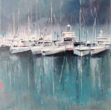 Картина под названием "Oil painting "Yacht…" - Виктория Кернер, Подлинное произведение искусства, Масло Установлен на Деревя…
