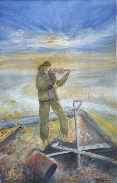 Картина под названием "Warrior of the light" - Виктория Кириленко, Подлинное произведение искусства, Акварель