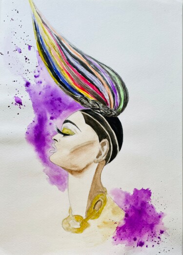 Painting titled "Lady purple" by Viktoriia Kirilenko, Original Artwork, Watercolor