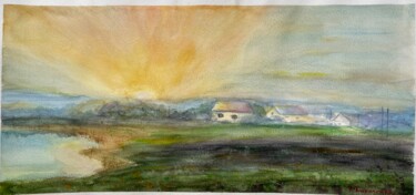Ζωγραφική με τίτλο "Sunset" από Виктория Кириленко, Αυθεντικά έργα τέχνης, Ακουαρέλα