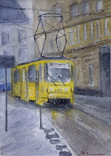 Malerei mit dem Titel "Happiness delivery,…" von Viktoriia Kirilenko, Original-Kunstwerk, Aquarell